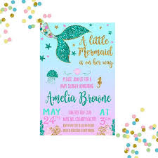 Sirena Bebe Ducha Invitacion Bebe Ducha Invitacion Baby Mermaid Baby Shower Invitations Mermaid Baby Showers Baby Shower Invitations