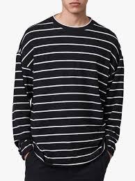 Black And White Striped Turtleneck Mens Allsaints Tobias Stripe Long Sleeve Oversized T Shirt Black White Men Sweater Long Sleeve Tops Mens Tops