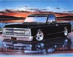 1969 1970 Chevy C10 Fleetside Pickup Art Print 11x14 Classic Truck Poster Other Merchandise Car Truck Custom Trucks Classic Trucks Classic Chevy Trucks