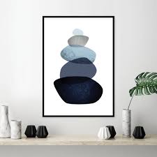Downloadable Balancing Stones Print Navy Blue Grey White Etsy Printable Art Instant Download Art Downloadable Print