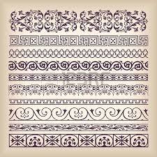 Vector Set Vintage Ornate Border Frame With Retro Ornament Pattern Vintage Borders Embroidery Patterns Vintage Retro Ornaments