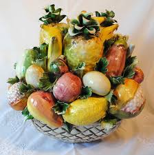 Fruit basket features vibrantly colored apples, bananas, and cherries. Vtg Large Fruit Basket Capodimonte Made In Italy Majolica Antique Price Guide Details Page