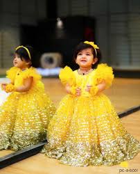 Looking Resplendent In Yellow Doesn T This Little Munchkin Resemble A Fairy Tag A Mother Birthday Girl Dress Kids Party Wear Dresses Dresses Kids Girl