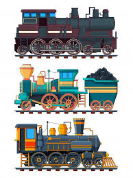 Colored Cartoon Pictures Of Retro Trains In 2020 Train Illustration Cartoon Pics Train Vector