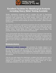Excellent Facilities For Metallurgical Analysis Including Heavy Me Heavy Metal Testing Engineering Companies Analysis