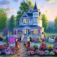 Nouvelle Arrivee Grosses Soldes Photo De Chalet 5d Kit Broderie Diamants Diamond Painting Croix Peintes Maison Dessin Maison Victorienne