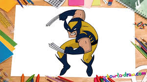 Draw two ovals for the head and body of the wolverine. How To Draw Wolverine My How To Draw