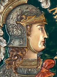 Three-Dimensional Continental Majolica Charger of Minerva, Late 19th  Century For Sale at 1stDibs