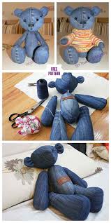 Memory bear pattern free image search results. Diy Cute Jean Teddy Bear Free Sew Pattern Template