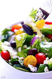 Greek Salad With Garlic Lemon Vinaigrette Gimme Some Oven Recipe Greek Salad Recipes Greek Salad Greek Recipes