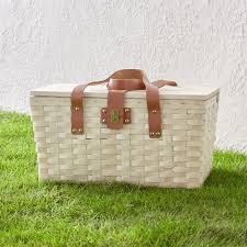 Outfitted Wooden Picnic Basket Reviews Crate And Barrel In 2020 Picnic Basket Crate And Barrel Picnic
