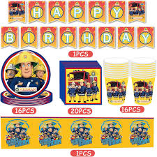 İtfaiyeci Sam doğum günü dekorasyonu Newtic 54 adet itfaiyeci Sam tabak  fincan dokuma masa örtüsü afiş itfaiye dekorasyonu çocuk doğum günü  dekorasyonu için itfaiye partisi dekorasyonu : Amazon.com.tr: Oyuncak