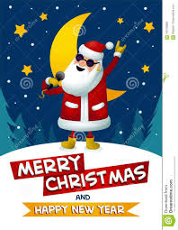 Roccia N Rotolo Santa Canto Santa Claus Rock Star Con Il Buon Natale E L Iscrizione Del Buon Anno Su Blu Scuro Illustrazione Vettoriale Illustrazione Di Illustrazione Concetto 105789665
