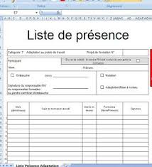 Feuille De Presence Formation Excel Feuille De Presence Modele De Feuille Tableau De Presence