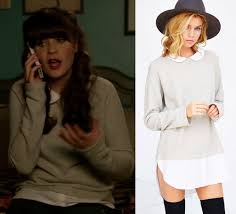 Dress Like New Girl This Grey Double Layered Peter Pan Collar Sweater New Girl Fashion Tv Sweater Layering