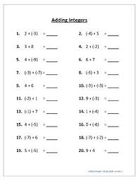 Adding Integers Single Digits V1 Integers Adding Integers Integers Worksheet