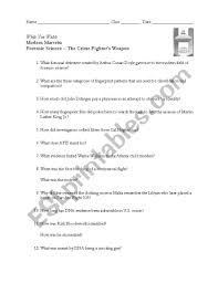 Pdf of the lesson plan. English Worksheets While You Watch Modern Marvels Forensic Science The Crime Fighter S Weapon