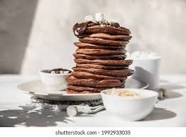 Pancakes With Chocolate Marshmallow Images Stock Photos Vectors Shutterstock