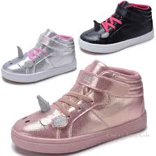 Black And Silver High Top Sneakers Unicorn Girls Sneakes Kid Shoes Tennis Shoes Sneakers High Top Sneakers