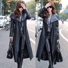 Vogue Street Style Women S Long Faux Leather Trench Coats Belt Jackets Overcoat In Clothes Shoes Acce Trench Coats Women Coats For Women Leather Trench Coat