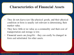 Financial assets are intangible assets such as bank deposits, bonds, and stocks, whose values are derived from a contractual claim of what they represent. Chapter 2 Financial Assets Money Financial Transactions And Financial Institutions Ppt Video Online Download
