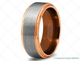 Mens Wedding Band Copper Tungsten Carbide Ring Man Wedding Bands 18k Rose Gold Polished 8mm 6mm Tungsten Carbide Mens Rings Mens Wedding Bands Rose Gold Polish