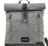 Jeramiah | Tweed Roll Top Backpack Grey/Black - Shelby ...