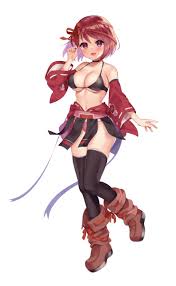 bikini, boots, thighhighs, swimsuit, breasts - Anime R34