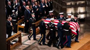 The funeral of former us president george hw bush has been held in washington dc, with his son, george w bush, among speakers. Major Moments Of President George Bush S Funeral The New York Times