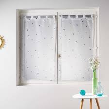 Vitrage droit en lin avec une finition soignée de petits points clairs. Paire De Voilages Trigone 60 X 120 Cm Bleu Paire De Vitrage Voilage Pour Vitrages Multicolores La Foir Fouille