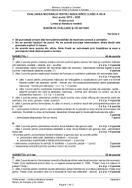 Ministerul educaţiei, cercetării şi tineretului romania. Barem Evaluarea NaÈ›ionalÄƒ 2020 Proba Limba RomanÄƒ Avem Subiectele Edu Ro