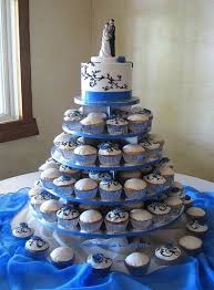 Black And Blue Wedding Cake Cupcakes Blue Wedding Cupcakes Wedding Cakes With Cupcakes Elegant Cupcakes