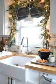 Christmas In Our Small Kitchen Started With Christmas Garland Nesting With Grace Christmas Apartment Christmas Kitchen Christmas Garland