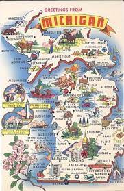 Michigan Michigan State Map Michigan Travel Vintage Michigan
