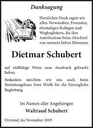 Traueranzeigen von Dietmar Schubert