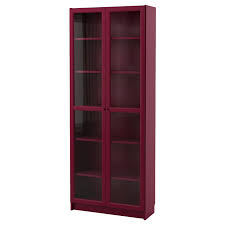 We opted to splurge for doors (3 total) and i'm soooo glad we did! Billy Bookcase With Glass Doors Dark Red 80x30x202 Cm Ikea