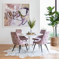 Devore Metallic Cowhide Ivory Matte Gold Round Dining Table Decor Beautiful Dining Rooms Pink Dining Rooms