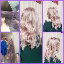 In The Process Of Going From Purple To Platinum Blonde A Hint Of Pink In It But Shes Rocking The Look Love How It Tu Pink Blonde Hair Styles Long Hair