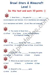 In pvp (player versus player) combat, players are given items like swords, bows, armor, or sticks. Games Minecraft And Brawl Stars Esl Worksheet By Katrina Baser