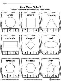 Identifying And Counting Shape Sides Shapes Worksheet Kindergarten Kindergarten Math Homeschool Math