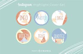 Now that you've created your own instagram highlight cover, let's add them to your instagram once you've added the highlight cover image, hit send to > close friends. Instagram Art Highlight Cover Set Vector Download