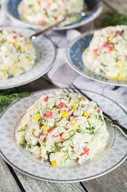 Russian Style Imitation Crab Salad Dan330 Crab Salad Recipe Crab Recipes Easy Crab Recipes