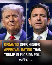 HIGHER APPROVAL RATING: Gov. DeSantis appears to be more favored than  President Trump among Sunshine State voters, according to a new Florida  Chamber of Commerce poll. STORY: https://bit.ly/4k9HG4w