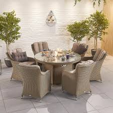 The burnella rectangular outdoor table invites you to gather round in style. 50 Round Outdoor Dining Table With Fire Pit Quality Teak
