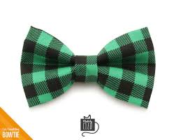 Make the perfect father's day gift with this pattern. Cat Bow Tie Cozy Cabin Green Buffalo Plaid Cat Collar Bow Tie Made By Cleo