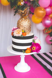 Birthday Rose Gold Pineapple Cake Design Tropical Engagement Party Ideas Bespoke Bride Wedding Blog Tropical Wedding Cake Pineapple Wedding Cake Striped Wedding Cake
