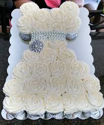 Wedding Dress Cake Made Out Of Cupcakes White Almond Sour Cream Cupcakes With Swiss Buttercream Briday Shower Cupcake Wedding Dress Cake Cake How To Make Cake