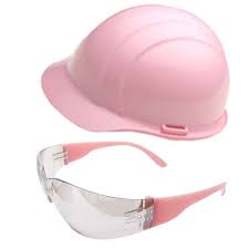 Light Pink Hard Hat Safety Glasses Pairing Pink Gear Pink Tools Girl Tools