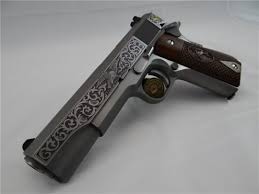 Engraved Black And Gold 1911 Gunrunnerhell Hand Guns Badass Guns Guns Tactical