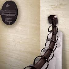 The flanges are no longer adjusted away from the wall, but set to 0 to be flush with the wall. Rod Desyne 41 72 In Curved Shower Curtain Rod With Rust Prevention In Bronze Shr41 9 The Home Depot